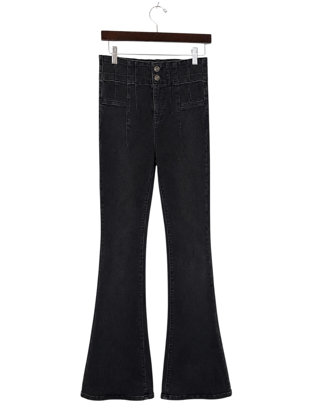 NEW Free People Jayde Flare Jeans Black Size 28 - Picture 5 of 6